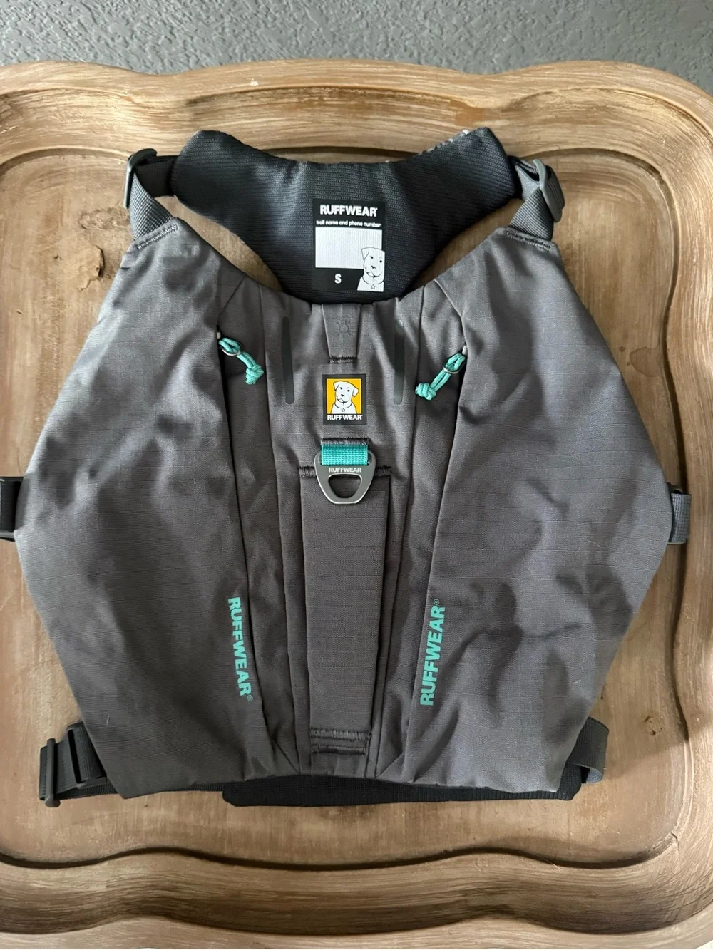 Ruffwear Gray Dog Pack with Teal Accents